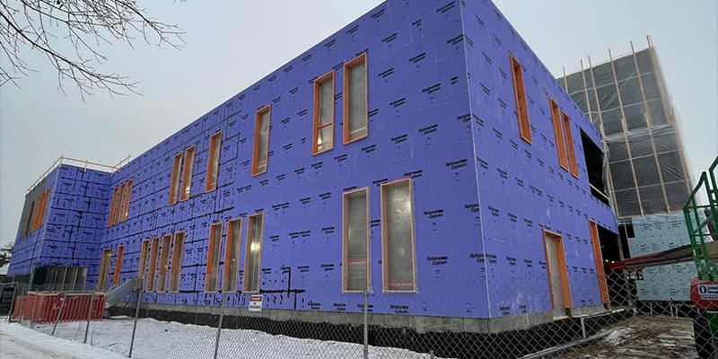 TBG Contracting commercial building exterior with weather barrier